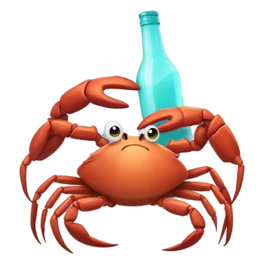 Glitch crab holding bottle of wi sticker