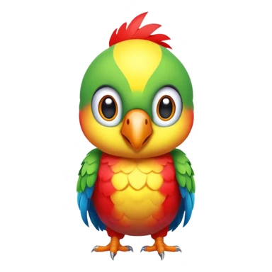 exotic parrot character, colorful feathers, cute face, 3D cartoon, mobile game icon style, clean background, no text, no watermark
 sticker