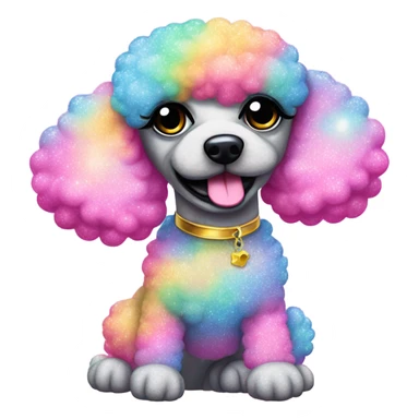 Lisa frank glitter poodle with clouds   sticker