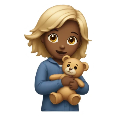 Little girl holding a teddy bear  sticker