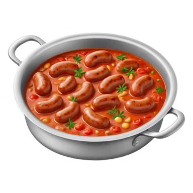 emoji of Rougail saucisse meal. Typical Reunion island meal. Sliced sausage in tomato sauce with thym  sticker