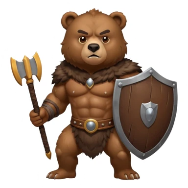 bear warrior with shield sticker