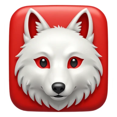A bold white capital letter C with a small white wolf head icon above it, inside a red rounded square, emoji style, flat design, shiny light reflection, same style as 🅱️ emoji, transparent background. sticker