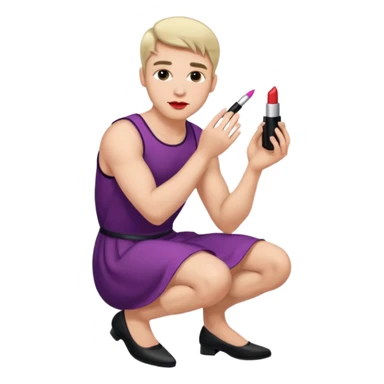 Submissive man on knees wearing female clothes sticker