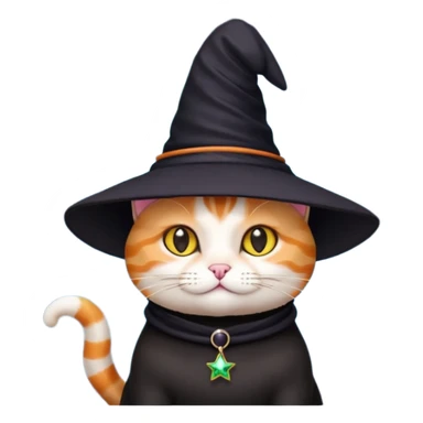 Cat with a witch hat and stars sticker