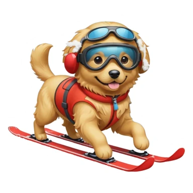 dog skiing sticker