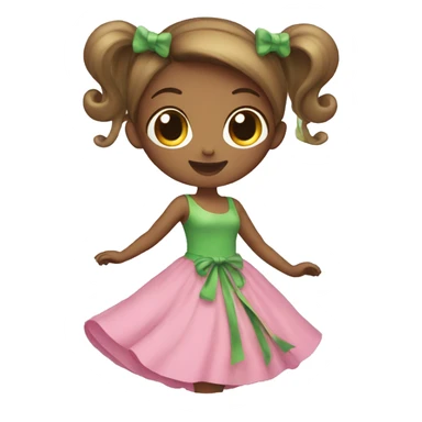 Girl With Long Green And Pink Dress Spinning sticker
