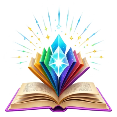 Bright colorful book with magical sparkles emanating from it sticker