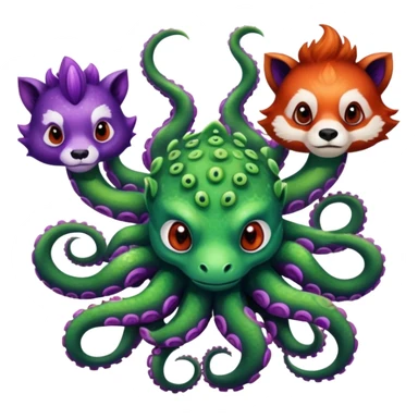 Dragon and a purple octopus 
 and a red panda  sticker