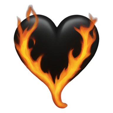 Black heart on fire sticker