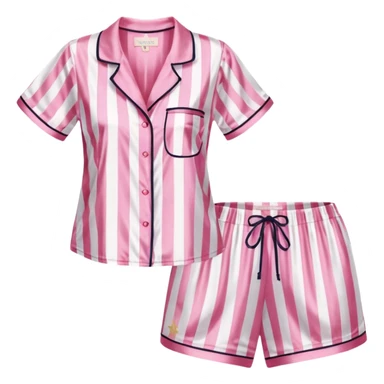 pink and white striped silk victoria’s secret pajama set sticker