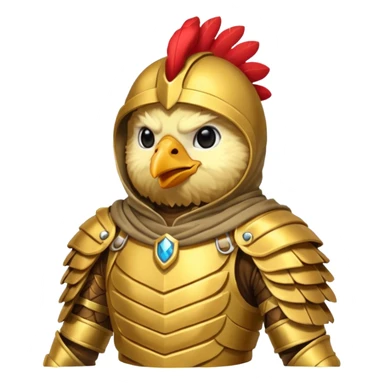 chicken warrior with hood, gold sticker