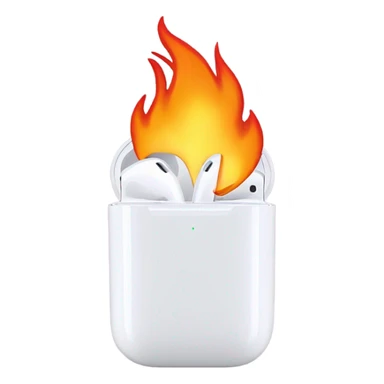 Air pods inside a flaming heart  sticker