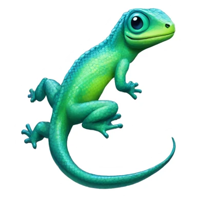 A Cyan Shiny Glossy Lizard-Reptile-Salamandrian-Fakémon with dark-blue patterns and light-green belly Full Body sticker