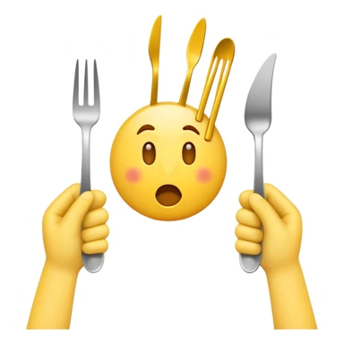 Hands emoji throwing up a fork sticker