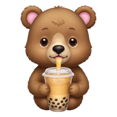 bear drinks bubble tea sticker