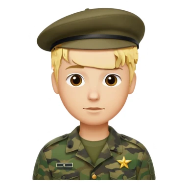 a soldier with short blonde hair in camo in a beret a man sticker