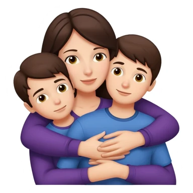 Brunette mom hugging 3 sons  sticker