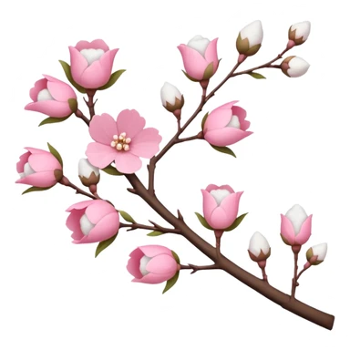 tree branch decorated with flowers and cotton sticker