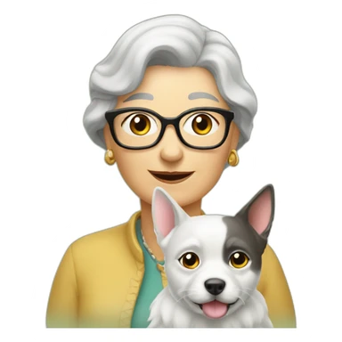 Vieille dame, avec un petit chien et un gros chat sticker