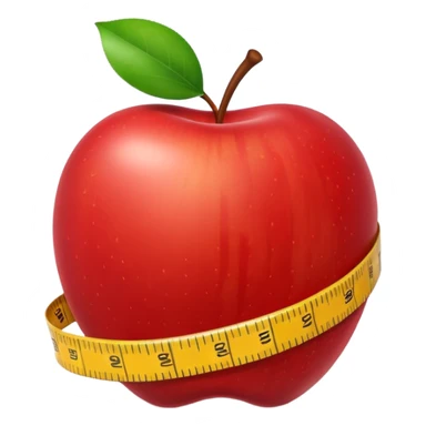 apple with a measuring tape sticker