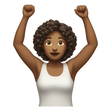 Full body woman raising both arms sticker