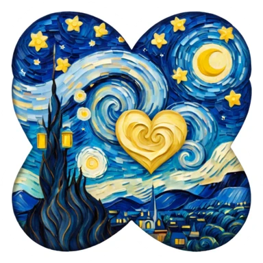 Vangogh starry night heart sticker