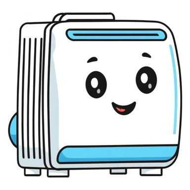 Cute cartoonish air conditioner with smiling face blowing cold air sticker
