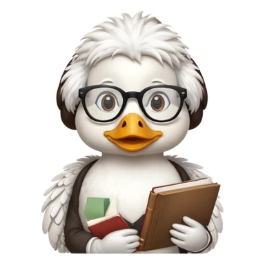 white duck holding book wearing glasses sticker