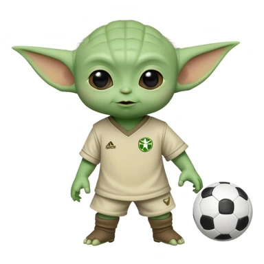 cute baby Yoda playing soccor sticker
