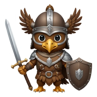 eagle with viking helmet and sword behind sticker