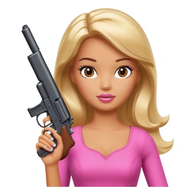 barbie holding a gun  sticker