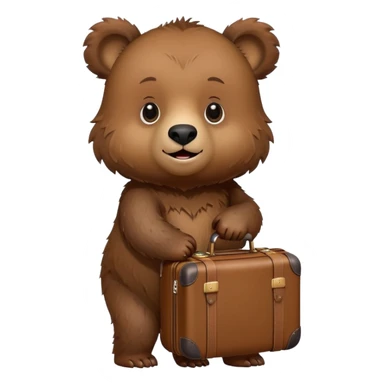 Baby Grizzly bear with a suitcase sticker