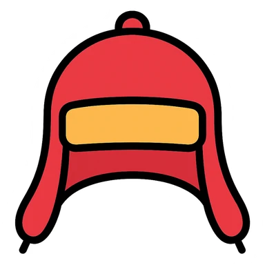 red hunting hat with ears, icon style, vivid colors sticker