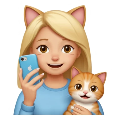 Girl crying laughing at a funny cat video on her phone sticker