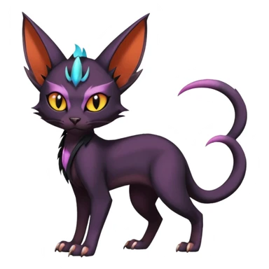 Black edgy Noivern-Noibat-Torracat-Sphynx-Lykoi-Caracal-cat-Fakemon-fusion-hybrid-creature sticker
