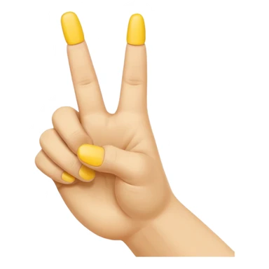 yellow hand making a pulling gesture with middle finger and index finger joined, pulling downwards from the wrist, apple emoji style sticker