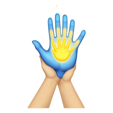 a hand being held by a glowing blue hand and a glowing yellow hand souls sticker