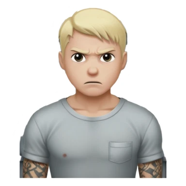 angry blonde tattooed male prisoner with prison cell bg sticker