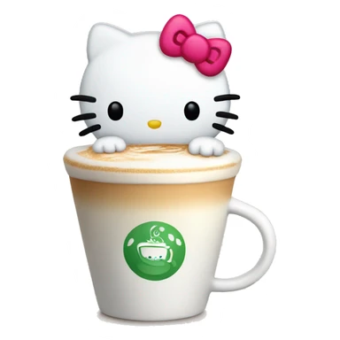 Hello kitty holding a latte sticker