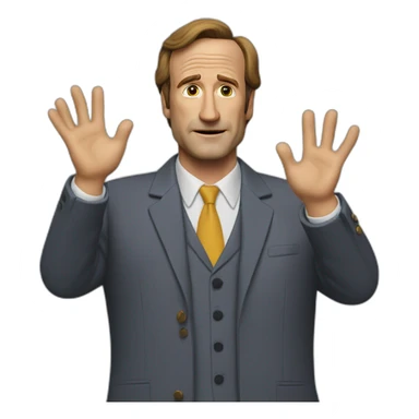 saul goodman with both his hands raised trying to grab something sticker