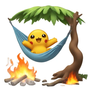 Snorelax the Pokémon is chillin in a hammock while everything is on fire sticker