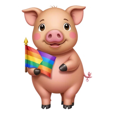 Gay pig holding pride flag sticker