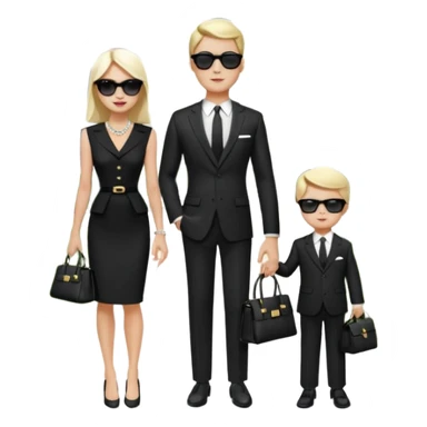 Create a scene of a rich adult family with Ravza Tulip in a black and white dress holding a Birkin handbag and Justin James in a sharp business suit with sunglasses on his head, standing with their children in front of their mansion with luxury cars, showing elegance and wealth sticker