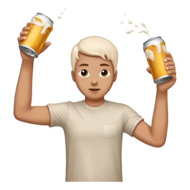 throwing beer can with the arm up in the air with spills from the can sticker