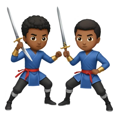 2 black boys sword fighting  sticker