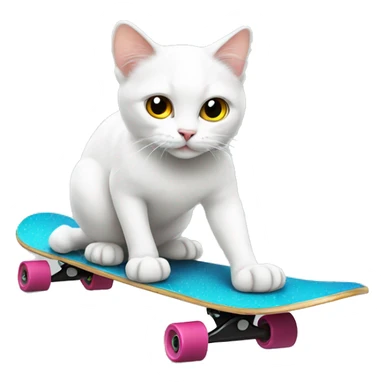 White cat on a skateboard sticker