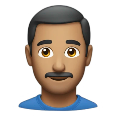 brown man that looks rich like steve jobs also have brown eyes and no facial hiar with a blue polo shirt sticker