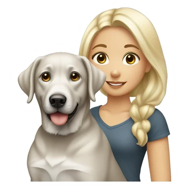 Blonde girl with a silver lab sticker