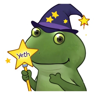 The word “Yeth” in a star shining  sticker
